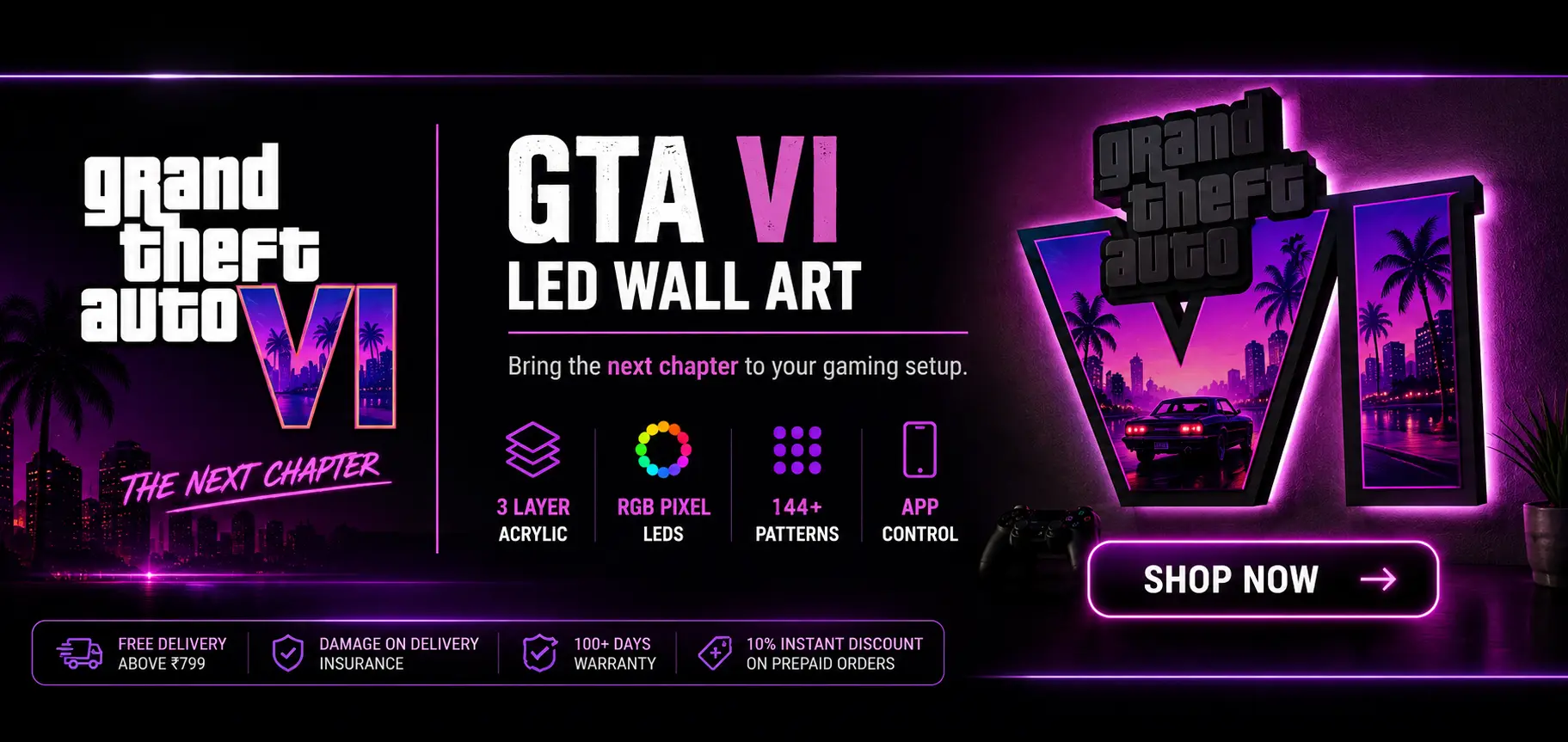 GTA VI LED Wall Art