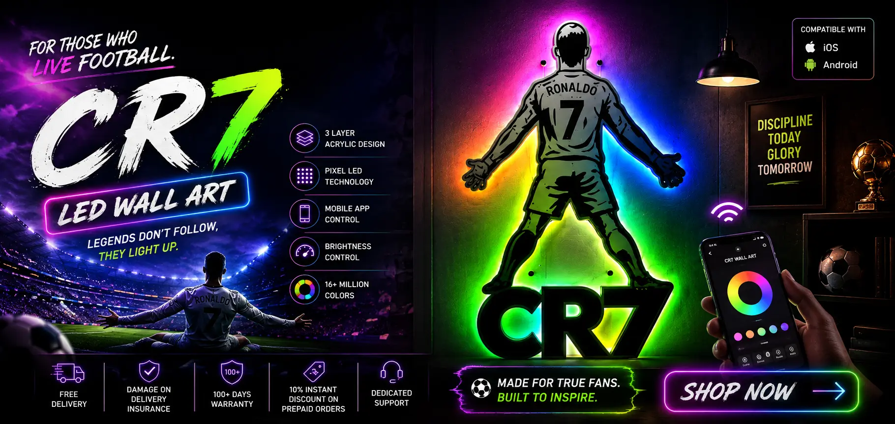 CR7 Ronaldo LED Wall Art